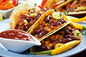 A visual example of the bean chili con carte burritos.