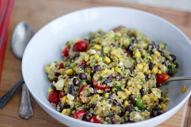 An example of the recipe to make the Mexican Quinoa salad with Creamy Avocado Dressing