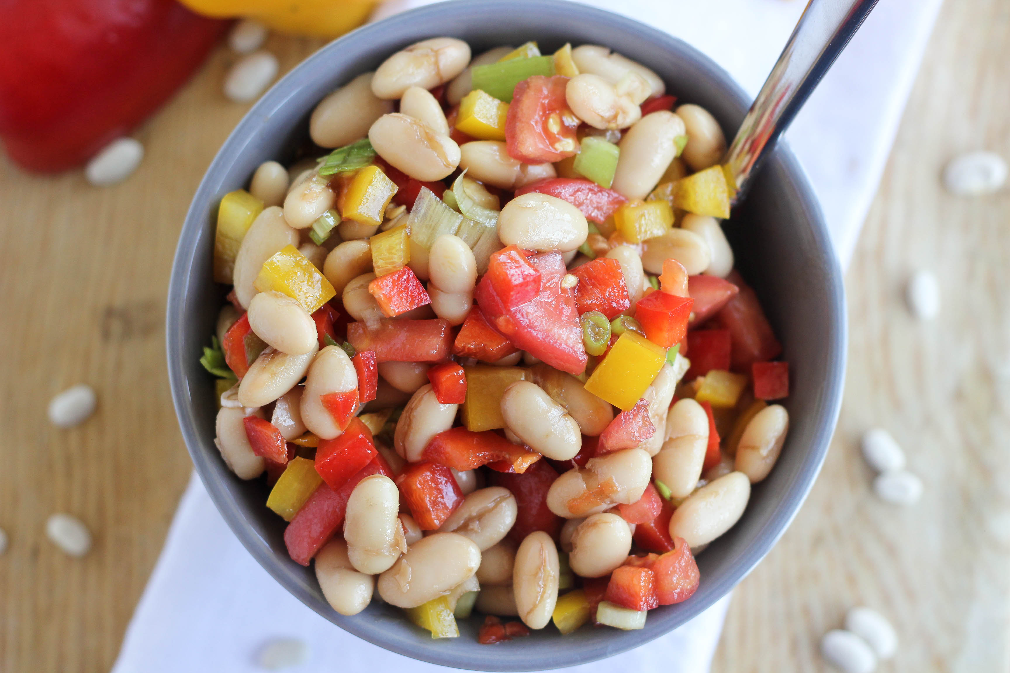 An image depicting the simple white bean salad.