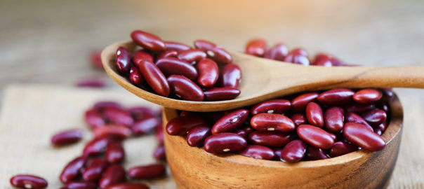 Red Beans In Wooden Bowl And Spoon