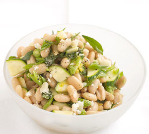 An image depicting White-Bean Salad with Zucchini and Parmesan